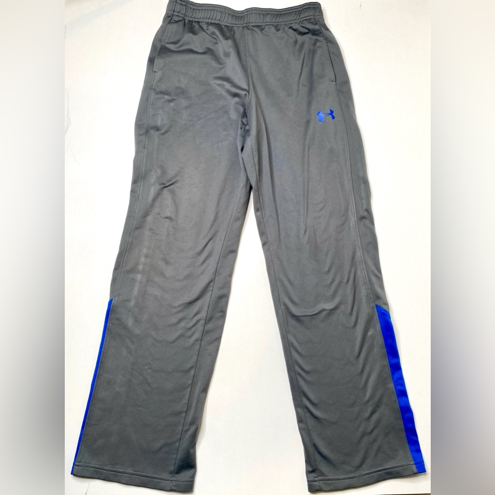 Under Armour Gray Track Pants with Blue Accents YLG